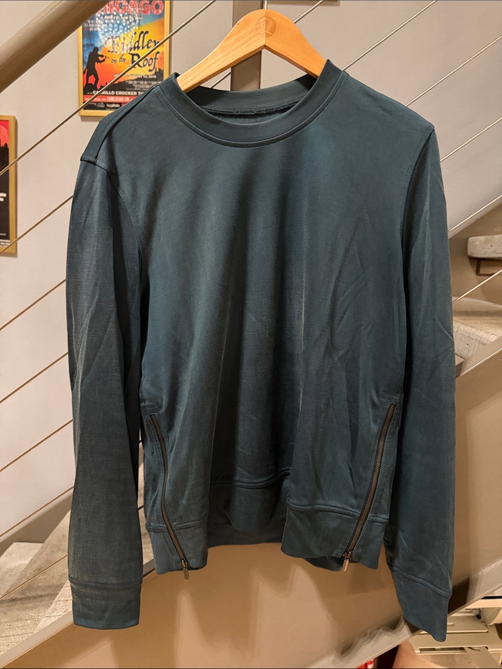 Lululemon Lab Modal Blend Side Zip Vent Crew Sweatshirt Dark Teal Women’s 6